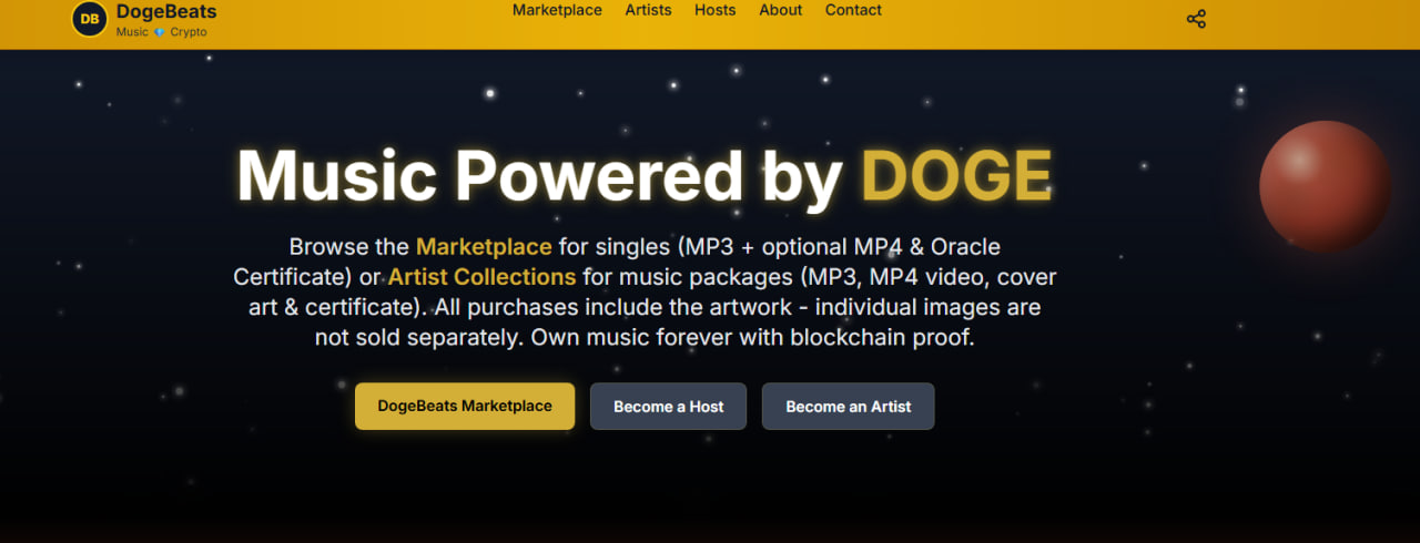 DogeBeats.com AI-autonomous music marketplace platform