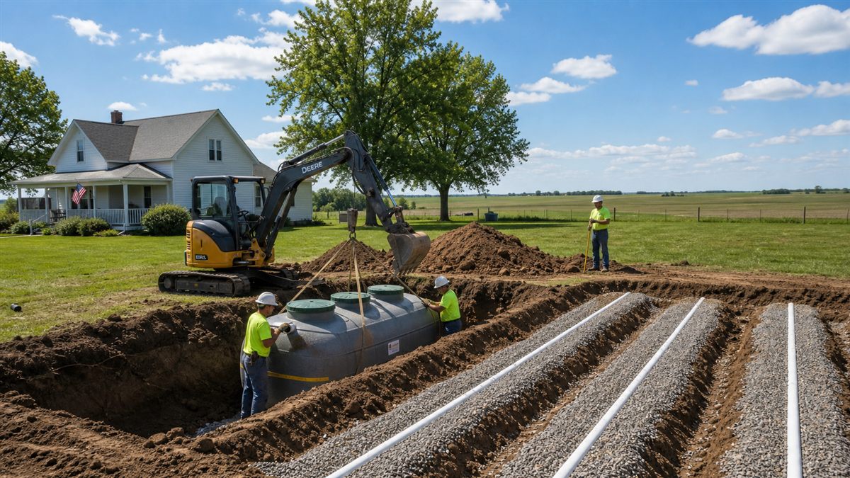Mike's Services LLC septic system installation, Central Kansas